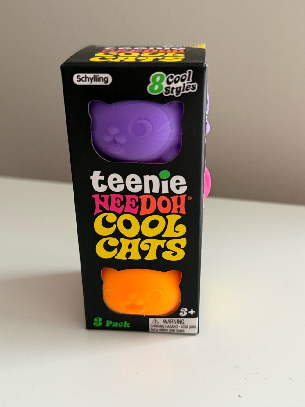 NEW SEALED!  Needoh TeenieCool Cats Squishy , Purple, Orange, Pink authentic